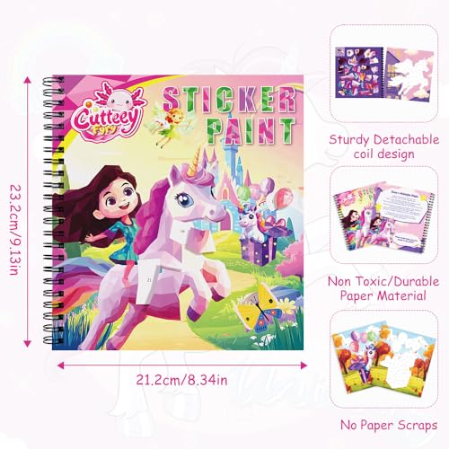 3PCS Paint by Sticker Book for Kids Ages 4-8 - Sticker by Number Activity Books with Stories | Travel Airplane Car Toys, Screen-Free Puzzle Easter Craft Gift for Girls Ages 3-5 4-6 6-8 - color: Style-3-3pcs