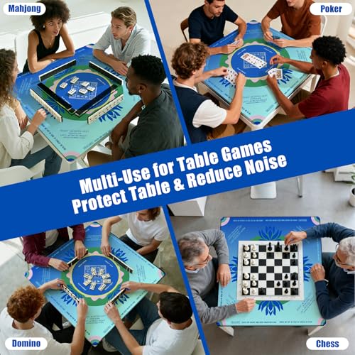 Mahjong Mat 2025 Upgraded No-Crease & No Odor Design, 32.3 Inch with Waterproof Velvet, Non-Slip PU Silicone, Lightweight for Noise Reduction, Includes Printed Rules for Tiles and Cards (Gradent) - color: Gradent1