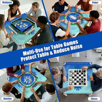 Mahjong Mat 2025 Upgraded No-Crease & No Odor Design, 32.3 Inch with Waterproof Velvet, Non-Slip PU Silicone, Lightweight for Noise Reduction, Includes Printed Rules for Tiles and Cards (Gradent) - color: Gradent1