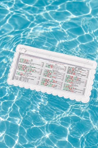 Girl Tribe Co. Splash-Proof Standard Size Mahjong Card Holder for Pool – Waterproof Clear Mahjong Card Sleeve with Zipper, 17” x 5” White Scalloped Edge Case for Outdoor & Pool Mahjong (4, Standard) - size: Standard