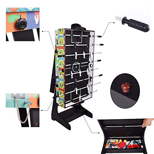 DRM 4FT 4 in 1 Folding Muliti Sports Game Table, Combo Table - Pool/Snooker Table, Air Hockey Table,Table Tennis Table,Football Table with Storage Box