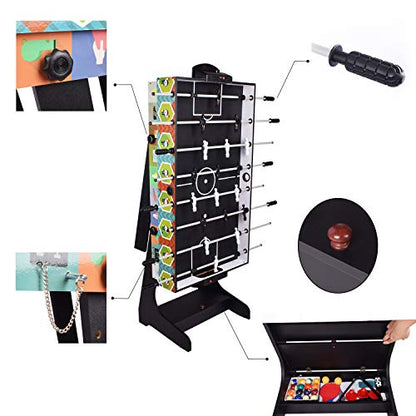 DRM 4FT 4 in 1 Folding Muliti Sports Game Table, Combo Table - Pool/Snooker Table, Air Hockey Table,Table Tennis Table,Football Table with Storage Box