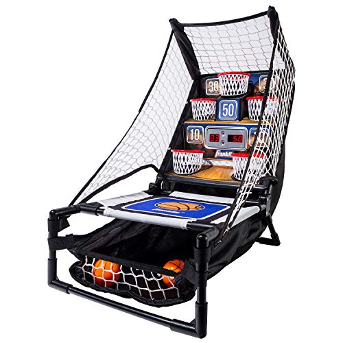 Franklin Sports Anywhere Basketball Arcade Game - Table Top Basketball Arcade Shootout- Indoor Electronic Basketball Game - style: Electronic Basketball Bounce-A-Bucket - Basketball - Black