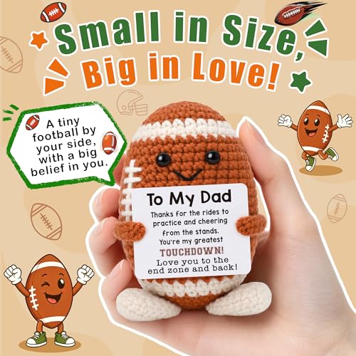 Fathers Day Dad Gifts from Daughter Son, Birthday Gifts for Father Daddy New Step Bonus Dad, Thank You Appreciation Gift for Fathers Day Daddy Funny Cute Handmade Crochet Football Lover Present - style: my dad
