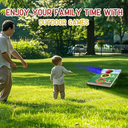 GOTHINK Portable Cornhole Set for Kids - 3 Holes Wooden Bean Bag Toss Game Set with 4pcs Cornhole Bags - Tossing Games for School Field Day Boys & Girls Family Night/Birthday Party