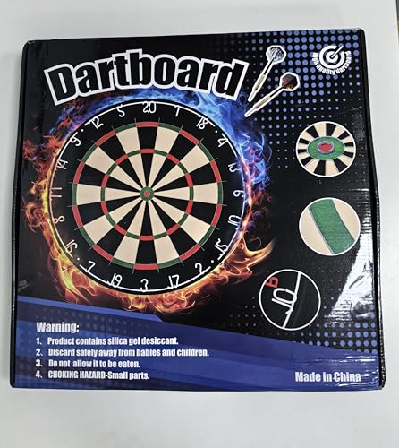 Professional Sisal Dartboard - 18" Brazilian Sisal Dart Board with Ultra-Slim Triangle Wire & Staple-Free Bullseye - Self-Healing Fiber Board for Steel Tip Darts