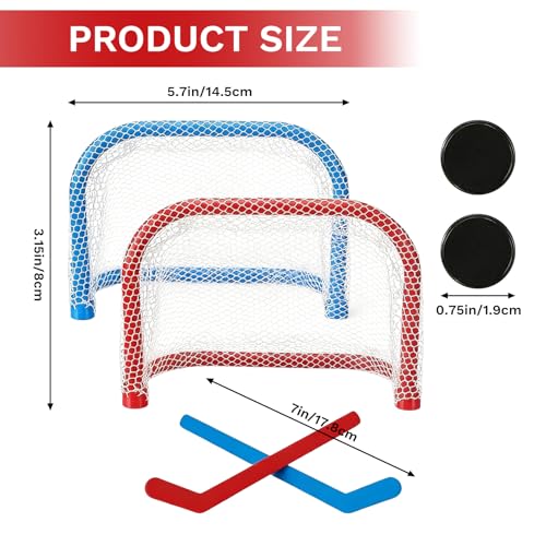 Mini Tabletop Hockey Game Set Including 2 Goal Nets 2 Ice Hockey and 2 Sticks Christmas Indoor Desk Novelty Toy Fast Paced Fun Sport Party Games for Adults