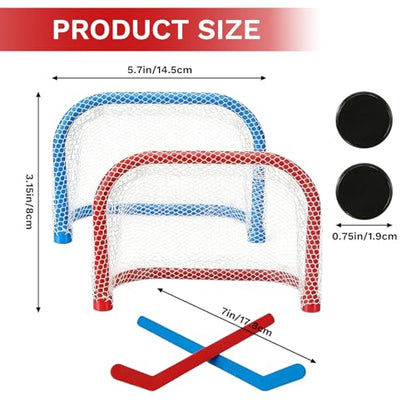 Mini Tabletop Hockey Game Set Including 2 Goal Nets 2 Ice Hockey and 2 Sticks Christmas Indoor Desk Novelty Toy Fast Paced Fun Sport Party Games for Adults