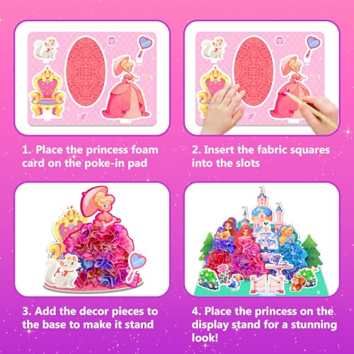 Poke in Magical Princesses, Christmas Birthday Gifts for 3 4 5 6 7 8 9 Year Old Girls, No Mess Girls Toys Age 6-8, DIY Arts and Crafts for Kids 4-6, Creative Activity Travel Toy - style: Poke in Magical