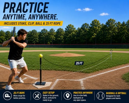 Baseball & Softball Swing Trainer – Practice Your Swing in The Backyard with a Real Ball & Get 50 Feet of Flight Feedback Ages - style: SOFTBALL