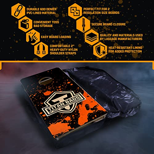 Titan Bags Cornhole Carrying Case - Durable & Heavy Duty Cornhole Board Bag Carry Case w/Nylon Shoulder Straps & Zipper Closure, Board Storage & Carrying Case for Toss Games & Tournaments - Black