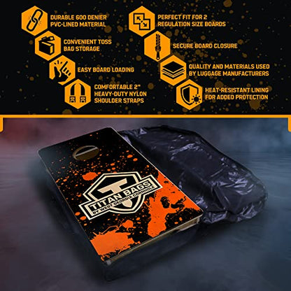 Titan Bags Cornhole Carrying Case - Durable & Heavy Duty Cornhole Board Bag Carry Case w/Nylon Shoulder Straps & Zipper Closure, Board Storage & Carrying Case for Toss Games & Tournaments - Black