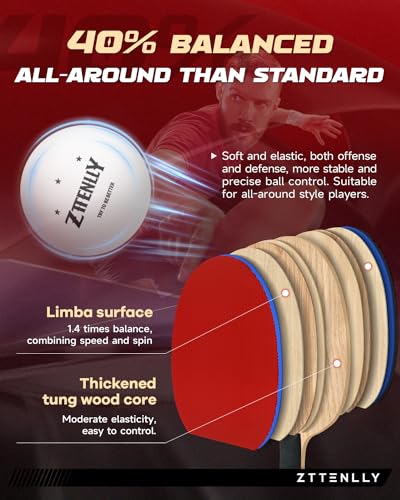 Ping Pong Paddle with Carbon Technology | Performance-Series,7-ply Finest Blade, Expert Speed/Edge/Balance, Thicker Protector Case | Table Tennis Racket for Professional - color: 2-Pack, style: Balance