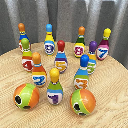 Kids Bowling Set, Polyurethane Bowling Pins and Balls for Toddlers, Soft Round Edge Indoor Bowling Play Set with 6 Pins 2 Balls, Parent Child Interaction Toy for Boys