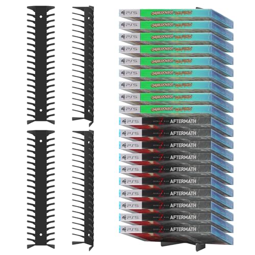 Taladad 4-Pack Wall Mount DVD Holder, Heavy-Duty Metal Floating Video Game Storage Rack Holds 76 Games, Organizer for PS5, PS4, Xbox, Switch Game Cases CD Holder, DVD Shelf