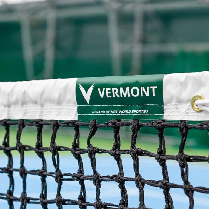 VERMONT Tennis Net – Championship Quality, Heavy-Duty HDPE | 42ft Doubles or 33ft Singles | 4 Thickness Options (2mm–3.5mm) - size: 3.5mm DT Doubles [Standard], style: Loop and Pin