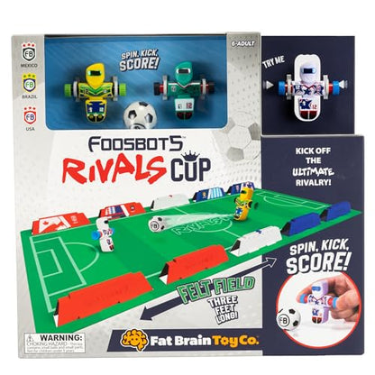 Fat Brain Toys Foosbots Rivals Cup, International-Themed Foosbots Soccer Game with Stadium, Active Skill Game for Kids, Tweens, Teens Ages 6+