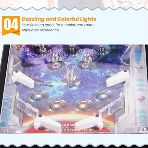 Mini Pinball Machine - Tabletop Pinball Game for Adults, Home Arcade with Light, Desktop Ball Shooting Toy - Pinball Gifts (Battery Version)
