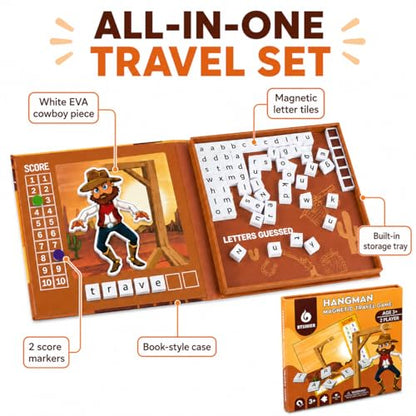 Magnetic Hangman Game for Kids Ages 4-10, Reusable Travel Word Game, Screen-Free Learning Toy for Road Trips, Airplane Activities and Car Rides - color: Hangman