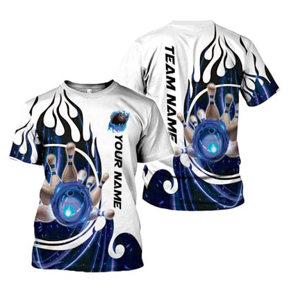Rivelus Personalized Name Bowling Shirts for Men and Women 3D, Bowling Shirts for Team Bowling, Bowling Shirts Gift - color: Blm31