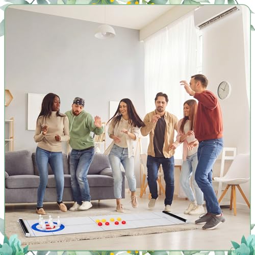 Capoda Tabletop Curling and Bowling Games Baby Shower Game Set Include 8 Curling 6 Bowling 1 Mat 2 Magnetic Strip for Indoor Birthday Bridal Shower Gender Reveal Table Decoration Supplies(Woodland) - style: Woodland