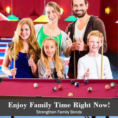 Folding Pool Table, Portable Billiard Game Table for Kids and Adults, Mini Pool Table with Locking Legs and Adjustable Feet, Complete Set with Balls Cues Triangle Chalk Brush - color: A