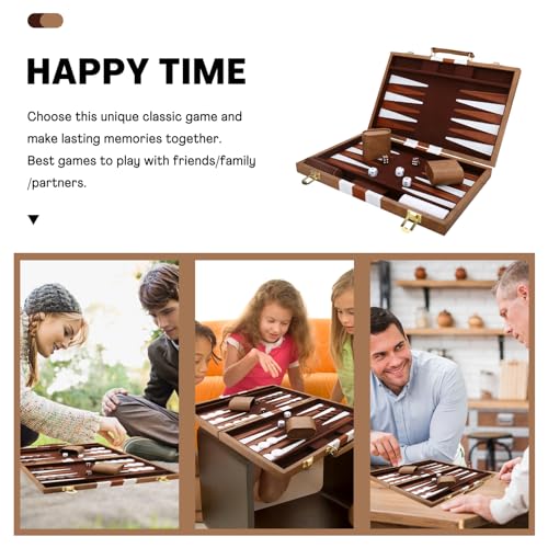Backgammon Set - Classic Board Game with Premium Leather Case - Portable Travel Strategy Backgammon Game Set for Adults, Kids (15inch, Khaki) - color: Khaki, style: 15inch