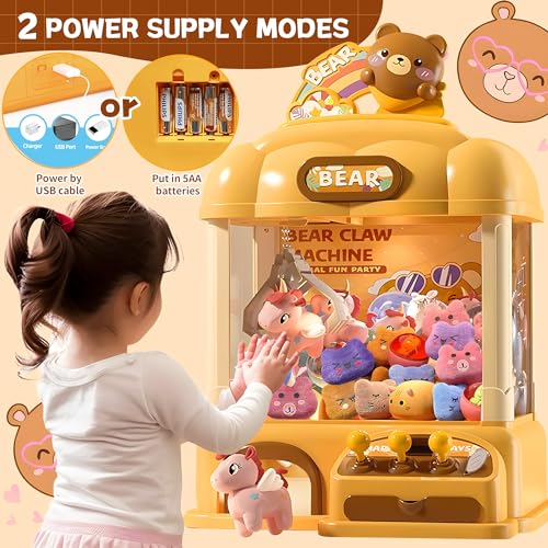 Mini Claw Machine for Kids, Arcade Game Toy for Ages 8-13, Candy Vending Toys for Girls and Boys, Electronic Claw Game Machine for Party with Lights Sound, Christmas Birthday Gifts for Ages 4+ | Candy Vending Toys with Lights & Sounds, Adjustable Volume,