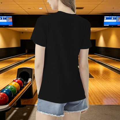 Bowling Shirts for Women Too Legit to Split T-Shirt Retro Sunset Bowler Bowling League Team Tee - color: Black, size: Medium
