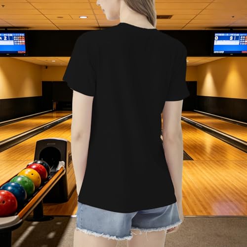 Bowling Shirts for Women Too Legit to Split T-Shirt Retro Sunset Bowler Bowling League Team Tee - color: Black, size: Large