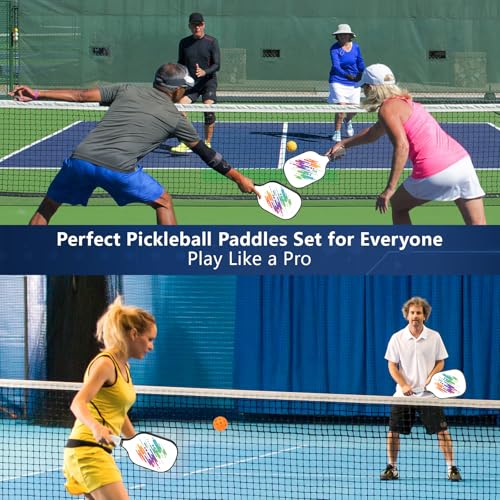 Pickleball Paddles Set of 4,USAPA Approved Friction Surface, Premium Pickleball Paddles with 4 Pack Paddles 4 Balls 1 Pickleball Bag, Pickleball Set Gift for Men and Women