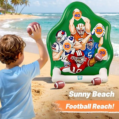 Funscape Kids Inflatable Football Pool Toy, Fun Swimming Pool Soft Ball Toss Game, Outdoor Yard Water Target Sports Activity, Cool Summer Beach Family Party Gift 3 4 5 6 7 8 Yr Boy Girl Child-Football - style: Football