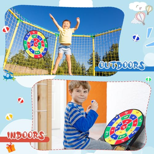 Lunmon 29" Trampoline Dart Board Game Accessories, Trampoline Toss Game Dartboard with 20 Sticky Balls, Indoor & Outdoor, Sport Fun Party Play Toys for Birthday Gifts - style: Classic Style 100 Score