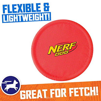 Nerf Dog Nylon Flyer Dog Toy, Flying Disc, Lightweight, Durable and Water Resistant, Great for Beach and Pool, 9 inch diameter, for Medium/Large Breeds, Single Unit, Red - color: Red - 1 Pack