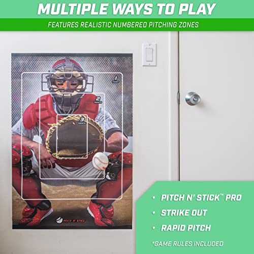 GoSports Pitch N' Stick Kids Baseball Pitching Game - Choose Between Wall Poster Game Set or 4 Replacement Sticky Ball Baseballs - style: With Target