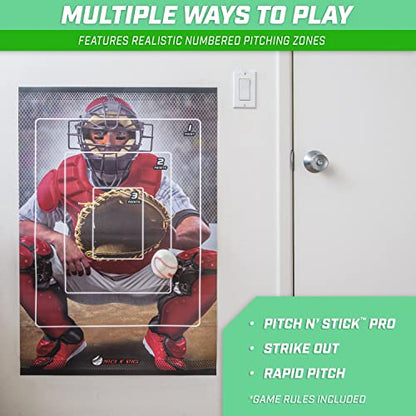 GoSports Pitch N' Stick Kids Baseball Pitching Game - Choose Between Wall Poster Game Set or 4 Replacement Sticky Ball Baseballs - style: With Target