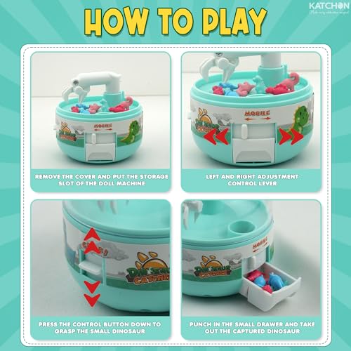 KatchOn, Mini Dinosaur Claw Machine - 12 PCS | Dinosaurs Toys, Easter Basket Stuffers for Kids, Dinosaur Toys for Kids 3-5 | Dino Party Favors for Boys & Girls, Carnival Prizes, Goodie Bag Stuffers