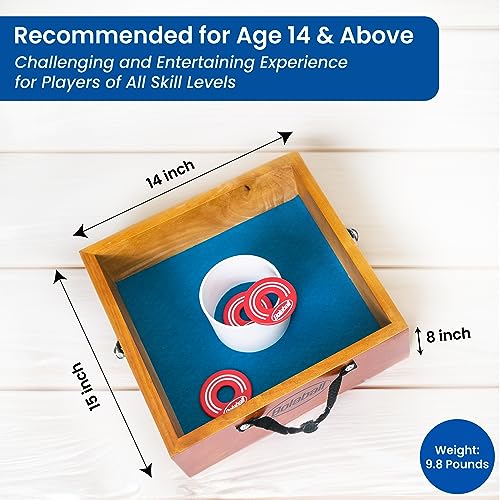 Washer Toss Game Outdoor Games Giant Yard & Lawn Games | Set of 2 Solid Wood Targets and 2.5-inch Washers Toss Rings| Bulls-Eye Pitching Board| Backyard Beach Camping Party