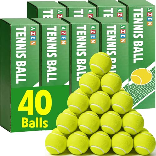 AZEN 40 Pack Tennis Balls, Premium pressurized Tennis Balls Bulk for Dogs, Good for Beginners to Practice