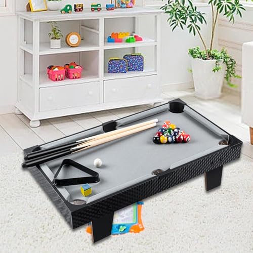 kowaku Mini Tabletop Pool Set Billiards Game Home Billiard Cues Game Balls Desktop Snooker for Kindergarten Bar Nursery Kids Adults, 63cmx38cmx15.5cm