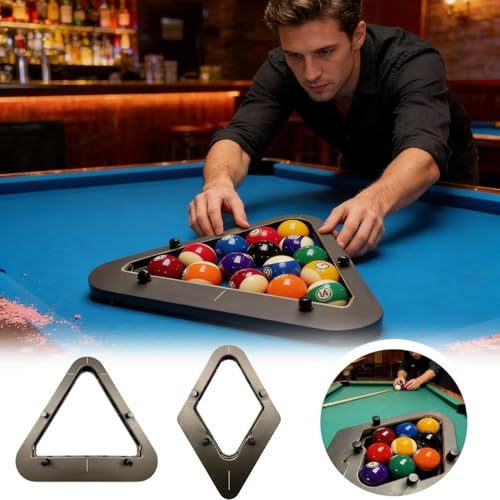 Billiard Rack System, Solid Wood Triangle & Diamond Pool Rack for 8-Ball & 9-Ball, Heavy Duty Tournament-Grade Accessory for Perfect Breaks