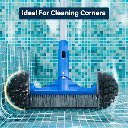 Sepetrel Deluxe Swimming Pool Cleaning Kit Including Half-Deep Fine Mesh Pool Leaf Skimmer Net,12" Round Pool Brush Head & 70.5" Pole, for Above Ground Pools,Ponds,Spas,Hot Tubs