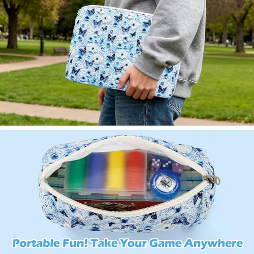 Jolitac American Mahjong Game Set, 166 Premium Tiles, 1.2-inch Mahjong Tile Set with Sturdy Carrying Bag, Thickened Mah-Jongg Tiles Bag Portable Travel Complete Mahjong Set - color: Blue