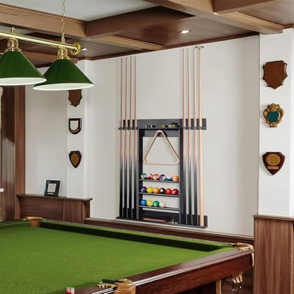 Pool Cue Rack Only, Pool Stick Holder Wall Mount, 6 Pool Billiard Stick + Ball Set Wall Cue Rack, Compact Billiard Table Accessories(71.5cmH)