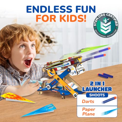 Smartivity DIY 2in1 Hydraulic Paper Airplanes & Darts Launcher STEM Toy for Kids Ages 6-14 Years I Birthday Gifts for Smart Kids | Science Kit for Boys & Girls 6, 8,10,12,14 Years Old - style: Hydraulic Plane Launcher