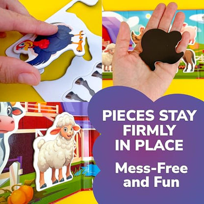 QUOKKA Travel Magnetic Puzzles for Toddlers 1-3 – 20+Pcs Happy Farm Toy Game with Extra-Long Play Book for Kids Ages 3-5 – Fun Travel Game Ages 2-4 – Strong Magnets for Car Activities – Version II - style: 12. HAPPY FARM 20+ PCS