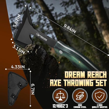 Dream Reach Professional Throwing Axe Set – 3-Pack High-Carbon Steel Throwing Axes for Backyard with Sheaths and Ergonomic Handles for Competition and Recreation, for Men