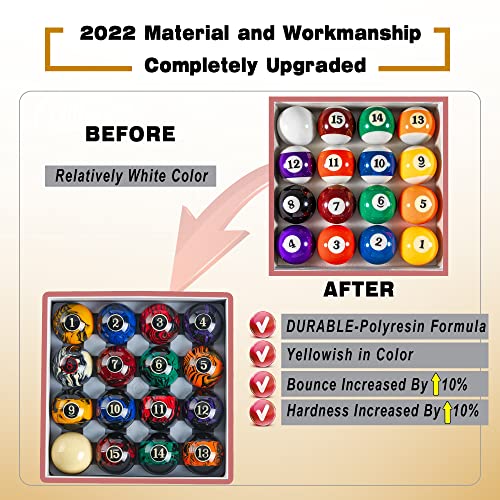 Billmart Premium Billiard Balls Pool Table Accessories 2-1/4" Regulation Size 16 Pool Balls Billiard Set | Premium - color: Marble Black