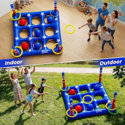 Pool Party Toys Games Set - Giant Inflatable Tic Tac Toe Float Game, Outdoor Pool Games for Adults Kids Family Pool Toys for 2-10 Players, Fun Swimming Beach Yard Activities with 10 Balls for Ages 6+ - size: Upgraded -- 56" x 56"