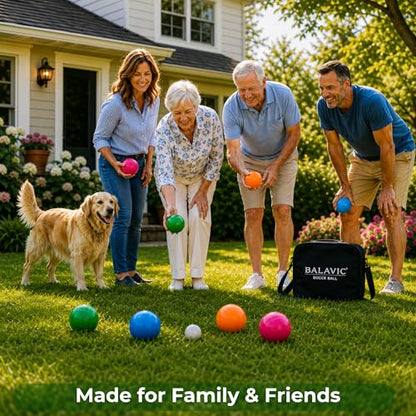 Bocce Ball Set - 100mm Resin, Pallino, Carry Bag & Measuring Tape | Bright Pink, Orange, Green & Blue Balls, Backyard, Lawn & Beach Play, Family Fun for 2-8, Great Gift